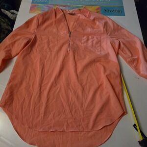 Jaclyn Smith Collection Coral Orange Half Zip Pullover Blouse Large